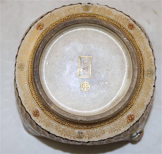 A Japanese Satsuma pottery square bowl and a similar dish, Meiji period, 18.5cm